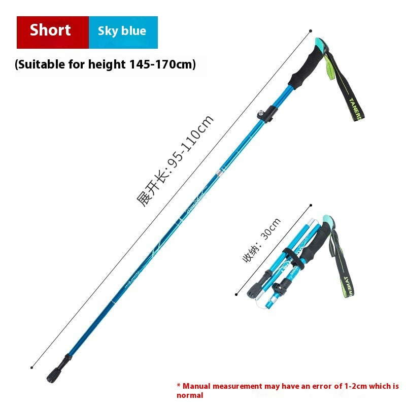 Alloy Foldable And Portable Telescopic Hand Hiking Alpenstock