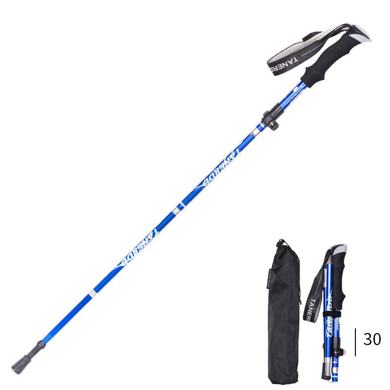 Folding  Stick Trekking Straight Handle Stick Ultra-light And Ultra-short Retractable Can Be Put In The Bag