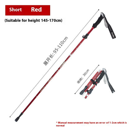 Alloy Foldable And Portable Telescopic Hand Hiking Alpenstock
