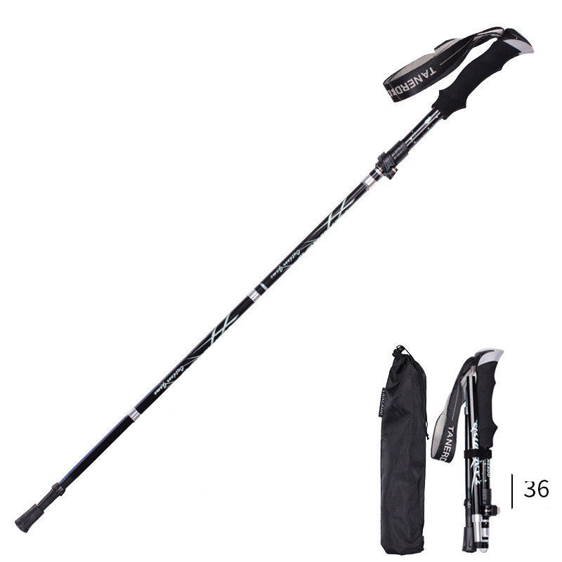 Folding  Stick Trekking Straight Handle Stick Ultra-light And Ultra-short Retractable Can Be Put In The Bag