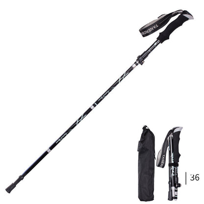 Folding  Stick Trekking Straight Handle Stick Ultra-light And Ultra-short Retractable Can Be Put In The Bag