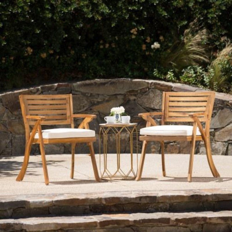Outdoor Ermosa KD Solid Wood Dining Chair With Cushion Two-piece Set