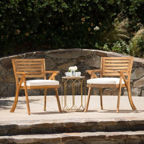 Outdoor Ermosa KD Solid Wood Dining Chair With Cushion Two-piece Set