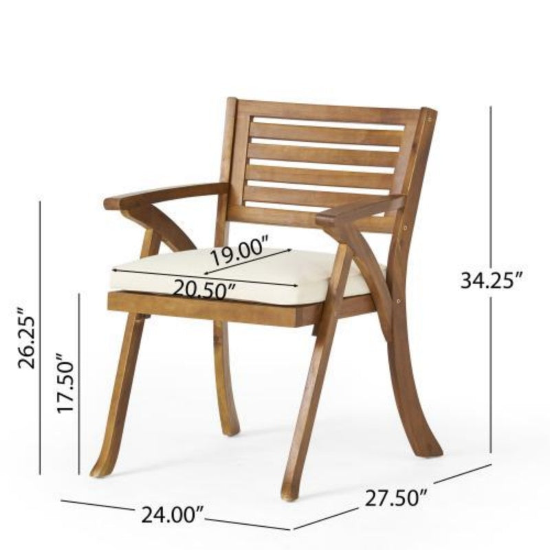 Outdoor Ermosa KD Solid Wood Dining Chair With Cushion Two-piece Set