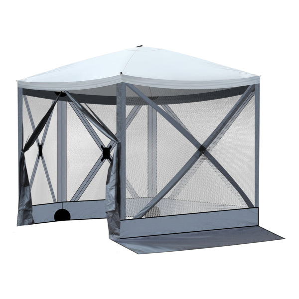 10X10ft Light Gray And Dark Gray Contrasting Pentagonal Automatic Folding Tent