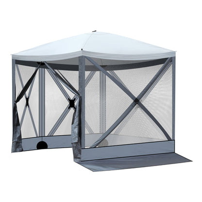 10X10ft Light Gray And Dark Gray Contrasting Pentagonal Automatic Folding Tent