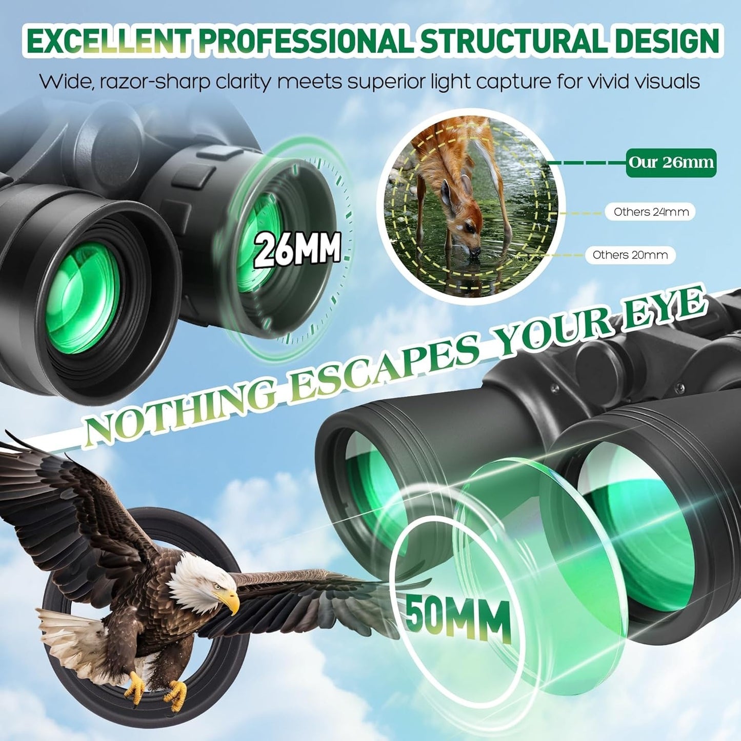 20X50 Outdoor Binoculars, High-power Outdoor Enthusiasts