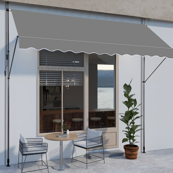300x120x200-300cm, Grey, Support Canopy, Polyester Fabric, Aluminum-iron Frame, Retractable