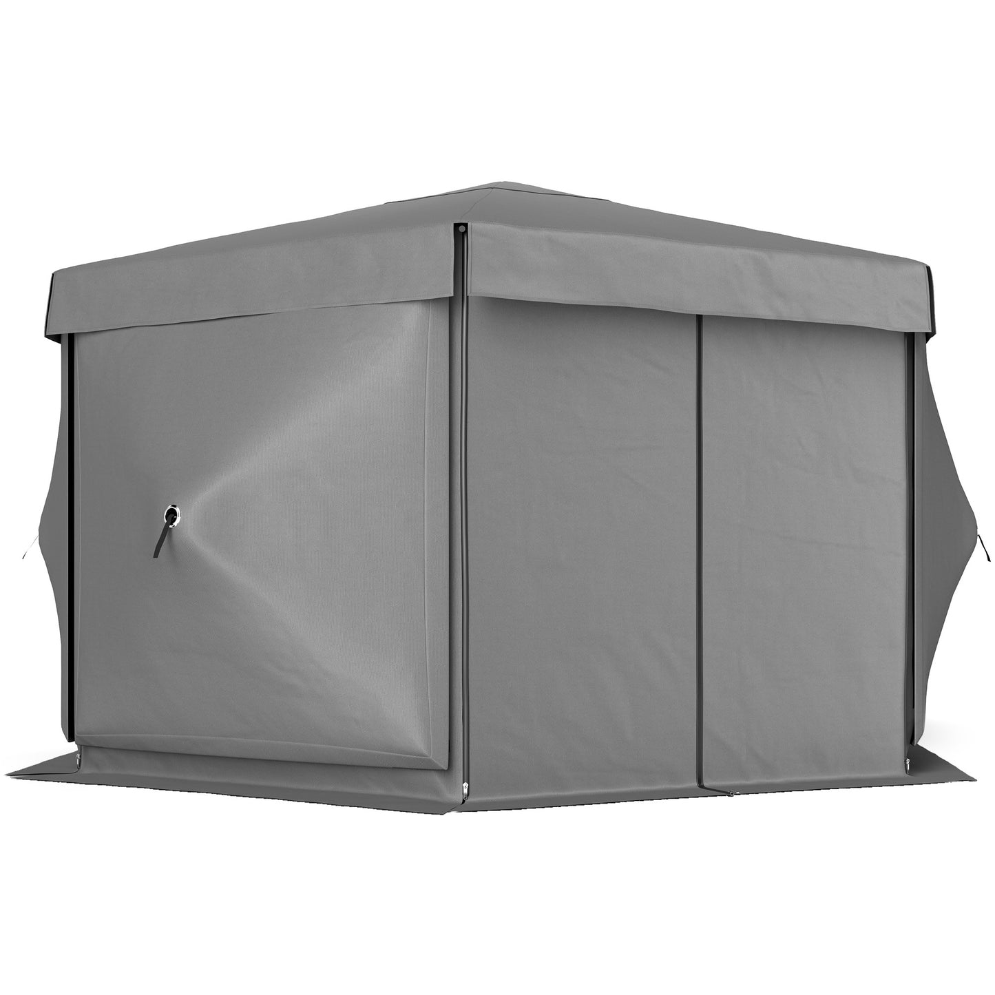 12 X 12 Hexagonal Up Gazebo Canopy Tent With 5 Sidewalls, Outdoor Canopy Shelter With Carry Bag, Dark Gray