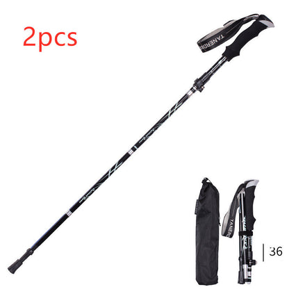 Folding  Stick Trekking Straight Handle Stick Ultra-light And Ultra-short Retractable Can Be Put In The Bag