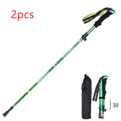 Folding  Stick Trekking Straight Handle Stick Ultra-light And Ultra-short Retractable Can Be Put In The Bag