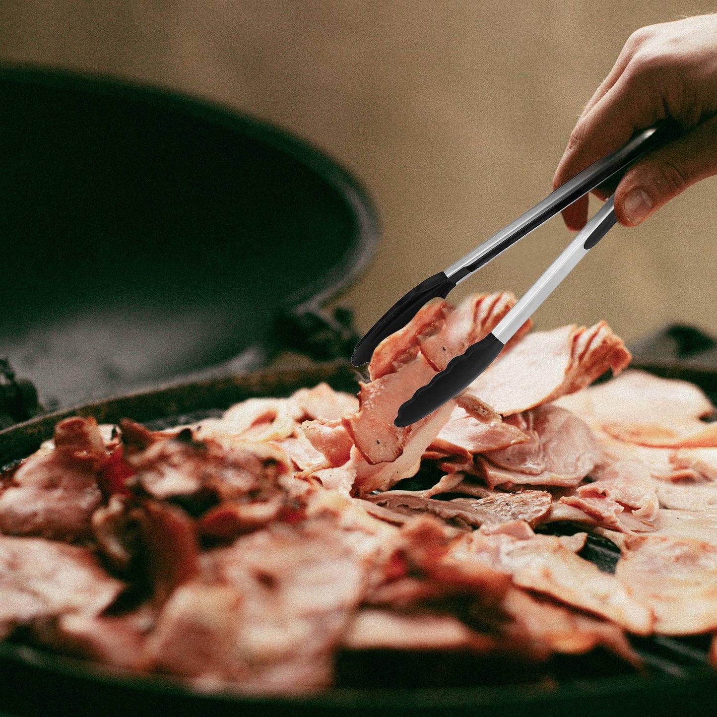 3Pcs Per Set Kitchen Tongs Stainless Steel Locking Food Tongs With Silicon Tips BBQ Cooking Grilling Locking Food Tongs High Heat Resistant 600 Fahrenheit For Grill Salad Spaghetti