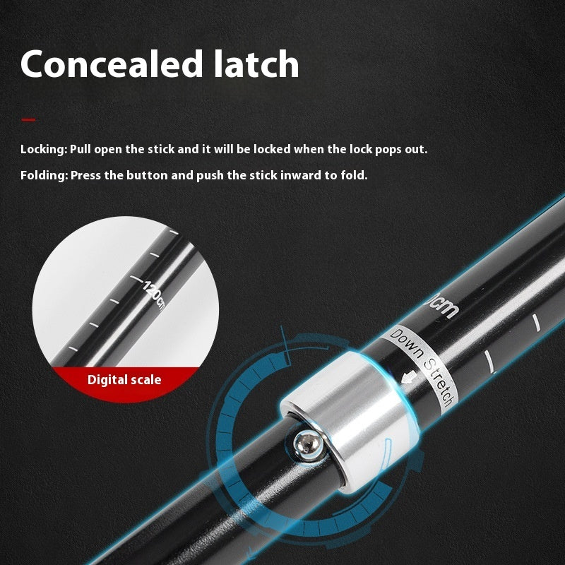 Alloy Foldable And Portable Telescopic Hand Hiking Alpenstock