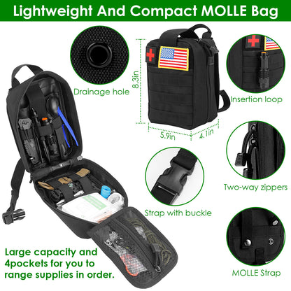 47Pcs Emergency Survival Kit Survival EDC Gear Equipment Tool First Aid Supplies Kit Tools With Pouch For Hiking Hunting Disaster Camping Adventure