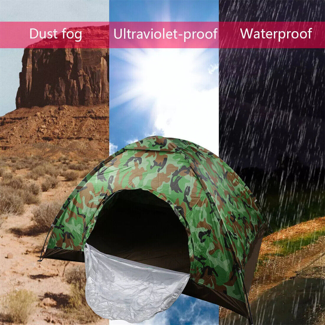Up Hiking Tent 1-2 Man Person Family Camping Outdoor Festival Shelter UK