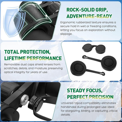 20x50 High Powered Binoculars For Adults, Waterproof Compact Binoculars With Low Light Vision For Bird Watching Hunting Football Games Travel Stargazing Cruise With Carrying Bag