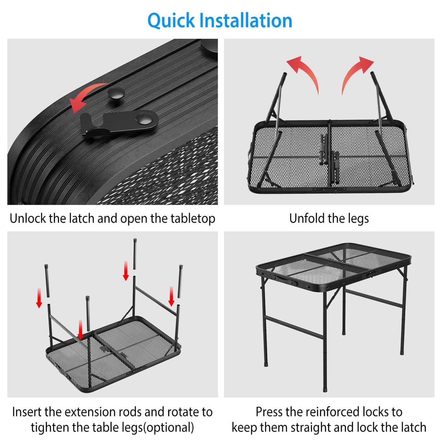 1Pc Foldable Camping Table Collapsible Picnic Aluminum Alloy Grill Stand 88LBS Max Load Height Adjustable BBQ Table