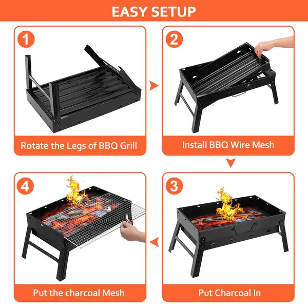 Foldable Smoker Grill Portable Lightweight BBQ Charcoal Grill For Camping Picnics Garden Grilling RV Travel