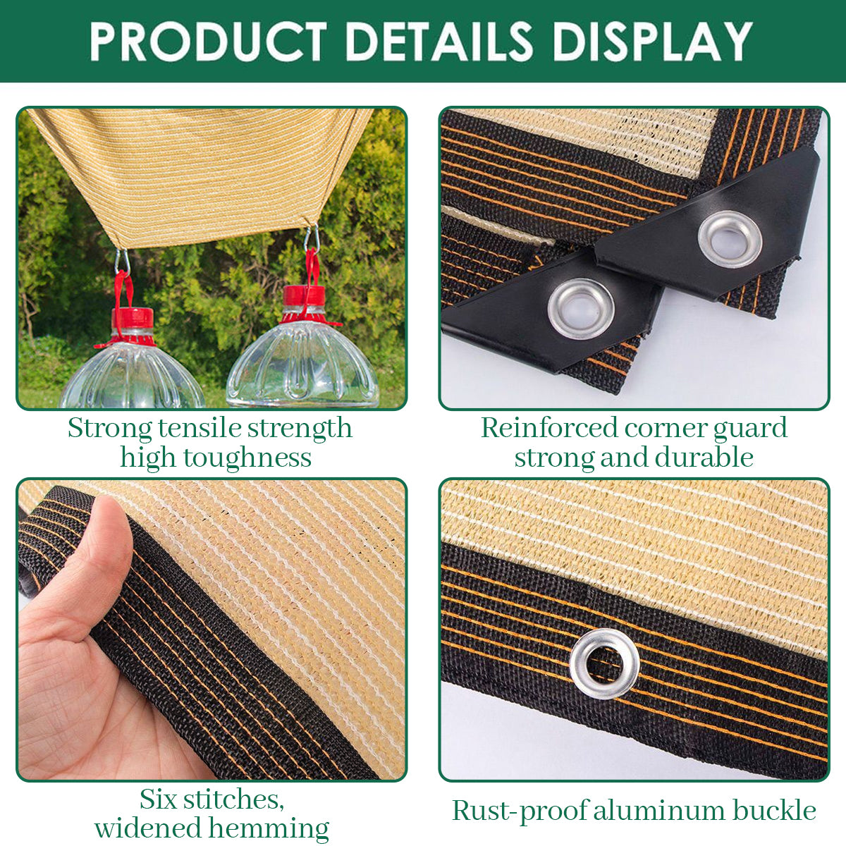 Outdoor - Sunshade Net 3X4 Meters  4 Hooks